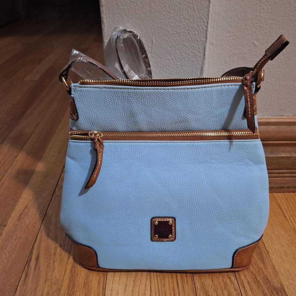 Retro Style Lychee Grain Texture Crossbody Bag Women's Pale-blue NEW no tag
